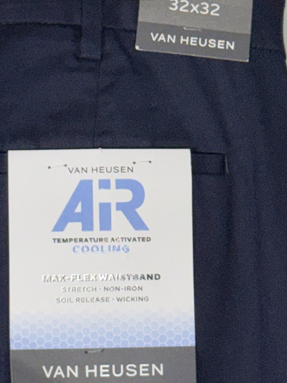 Van Heusen AiR Cooling Max-Flex Waistband Stretch Wicking Straight Fit Pants 32 - Picture 8 of 11